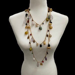 CHANEL Rare Authentic 01A 2001 Multi Charms Animals Crystals Necklace